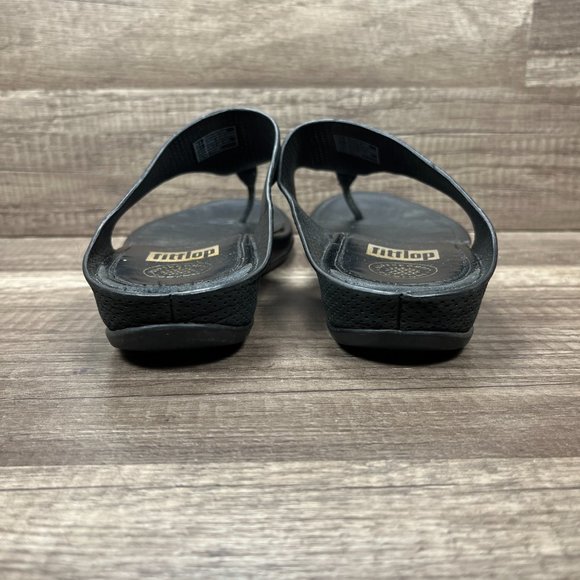 FitFlop Thong Flip Flops Black Womens US Size 7 EUR 38 17STV09 Sandals - Picture 4 of 10